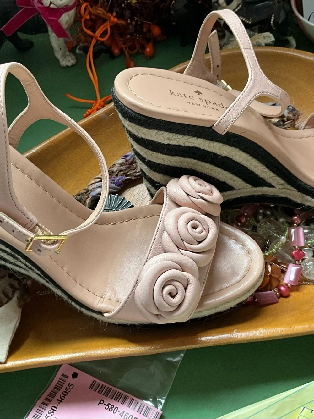 Kate Spade Jill Blush Pink Rose Espadrille Wedge Sandals